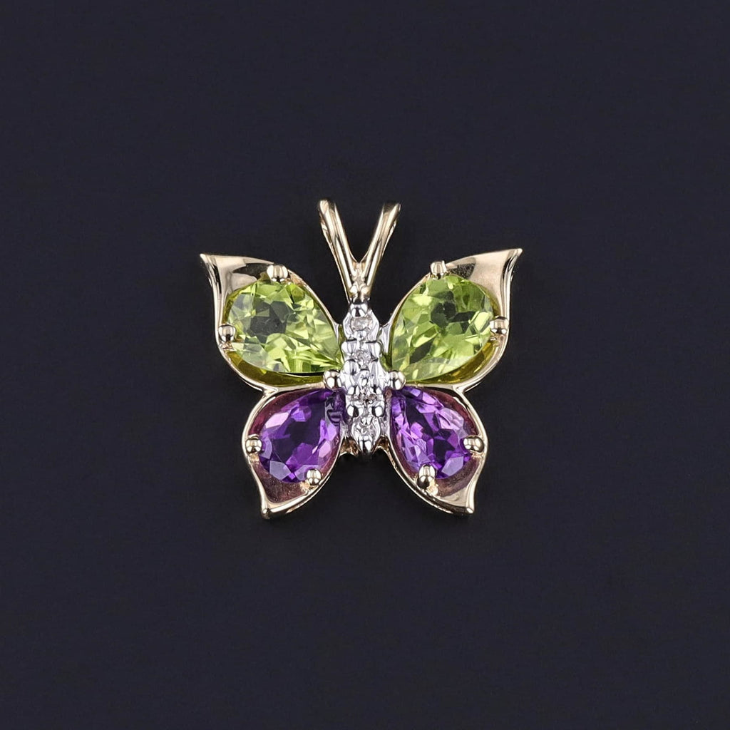 Kenneth Jay Lane Fine Jewelry Sterling Silver, Amethyst, Topaz, Ruby, and Peridot  Butterfly Pendant | Sterling silver jewelry, Butterfly pendant, Butterfly  pendant necklace